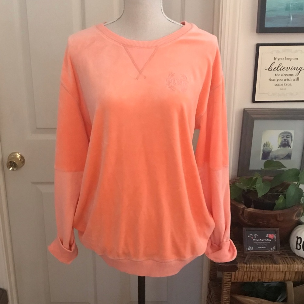 PINK orange creme velour sweatshirt